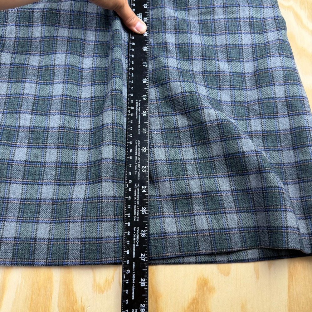 Vintage Pendleton Wool Skirt Suit Green Blue Plaid Blazer Set Made in USA - Picture 8 of 12